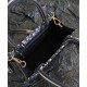 Replica Borsa tote Christian Dior piccola Dior Book Ricami Dior Oblique blu scuro e pelle di vitello