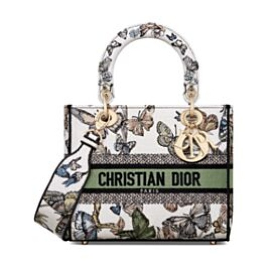 Replica Borsa Christian Dior Medium Lady D-Lite Crema con motivo Toile de Jouy Mexico bianco multicolor