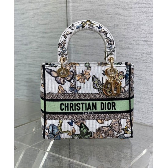 Replica Borsa Christian Dior Medium Lady D-Lite Crema con motivo Toile de Jouy Mexico bianco multicolor