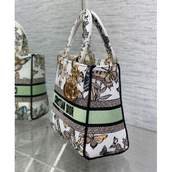 Replica Borsa Christian Dior Medium Lady D-Lite Crema con motivo Toile de Jouy Mexico bianco multicolor