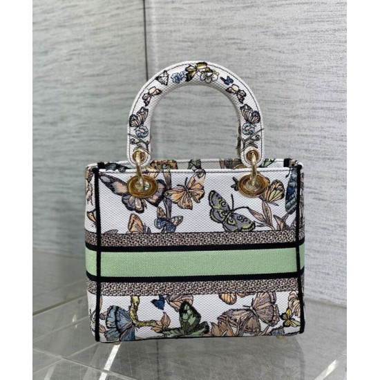 Replica Borsa Christian Dior Medium Lady D-Lite Crema con motivo Toile de Jouy Mexico bianco multicolor