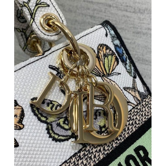 Replica Borsa Christian Dior Medium Lady D-Lite Crema con motivo Toile de Jouy Mexico bianco multicolor