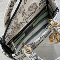 Replica Borsa Christian Dior Medium Lady D-Lite Crema con motivo Toile de Jouy Mexico bianco multicolor
