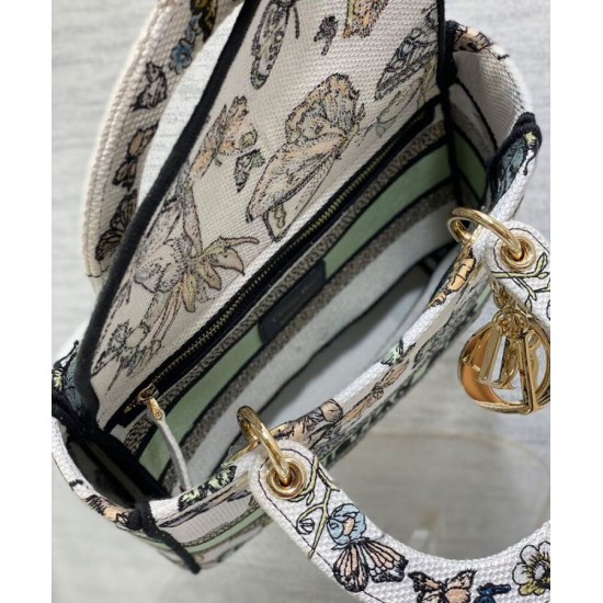 Replica Borsa Christian Dior Medium Lady D-Lite Crema con motivo Toile de Jouy Mexico bianco multicolor