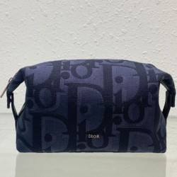 Replica Borsa da toilette Christian Dior Nero Maxi Dior Oblique jacquard Ottone con finitura rutenio Firma Dior