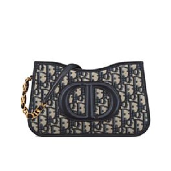 Replica Mini borsa hobo Christian Dior CD Signature Blu scuro