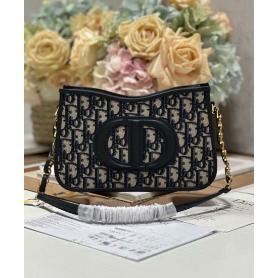 Replica Mini borsa hobo Christian Dior CD Signature Blu scuro