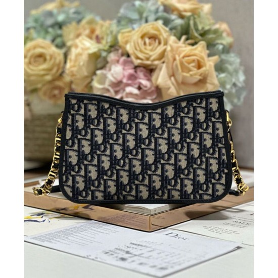 Replica Mini borsa hobo Christian Dior CD Signature Blu scuro