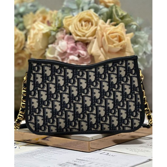 Replica Mini borsa hobo Christian Dior CD Signature Blu scuro