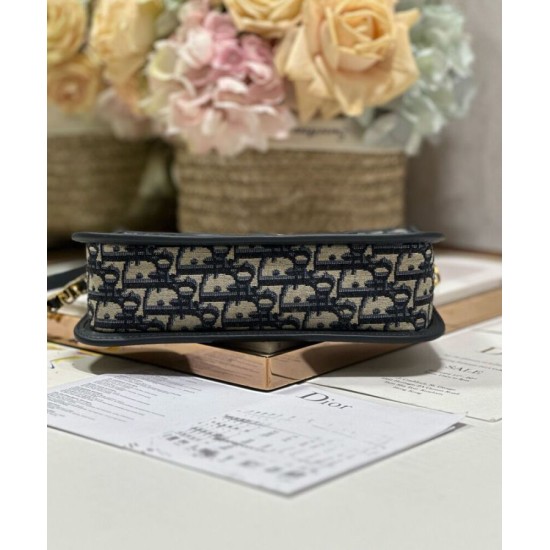 Replica Mini borsa hobo Christian Dior CD Signature Blu scuro