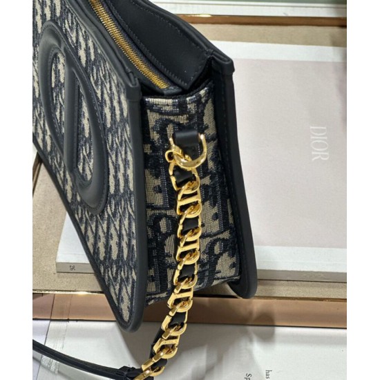 Replica Mini borsa hobo Christian Dior CD Signature Blu scuro