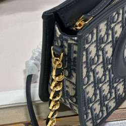 Replica Mini borsa hobo Christian Dior CD Signature Blu scuro