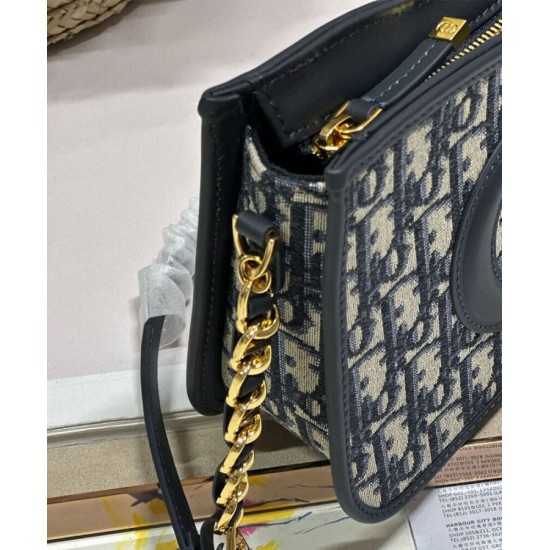 Replica Mini borsa hobo Christian Dior CD Signature Blu scuro