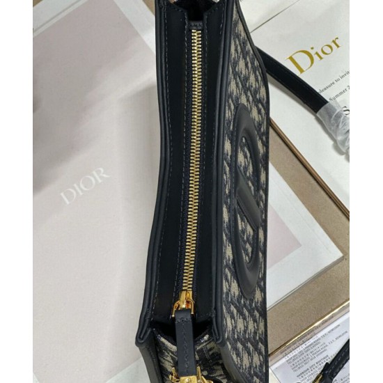 Replica Mini borsa hobo Christian Dior CD Signature Blu scuro