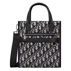 Replica Borsa da uomo Christian Dior Safari North-South Tote Blu scuro Dior Oblique jacquard