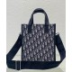 Replica Borsa da uomo Christian Dior Safari North-South Tote Blu scuro Dior Oblique jacquard