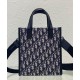 Replica Borsa da uomo Christian Dior Safari North-South Tote Blu scuro Dior Oblique jacquard