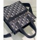Replica Borsa da uomo Christian Dior Safari North-South Tote Blu scuro Dior Oblique jacquard