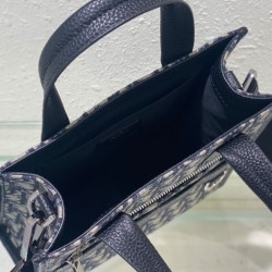 Replica Borsa da uomo Christian Dior Safari North-South Tote Blu scuro Dior Oblique jacquard