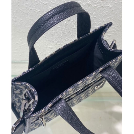 Replica Borsa da uomo Christian Dior Safari North-South Tote Blu scuro Dior Oblique jacquard