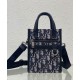 Replica Mini borsa tote Christian Dior Safari Nord-Sud Jacquard Dior Oblique blu scuro