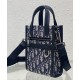 Replica Mini borsa tote Christian Dior Safari Nord-Sud Jacquard Dior Oblique blu scuro