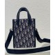 Replica Mini borsa tote Christian Dior Safari Nord-Sud Jacquard Dior Oblique blu scuro