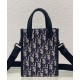 Replica Mini borsa tote Christian Dior Safari Nord-Sud Jacquard Dior Oblique blu scuro