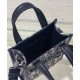 Replica Mini borsa tote Christian Dior Safari Nord-Sud Jacquard Dior Oblique blu scuro