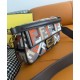 Replica Fendi Baguette Borsa Media Motivo FF Ricamato Multicolor 8BR600 Caffè