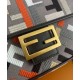 Replica Fendi Baguette Borsa Media Motivo FF Ricamato Multicolor 8BR600 Caffè