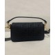 Replica Borsa baguette media Fendi con motivo FF in rilievo 8BR600 nera
