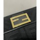 Replica Borsa baguette media Fendi con motivo FF in rilievo 8BR600 nera