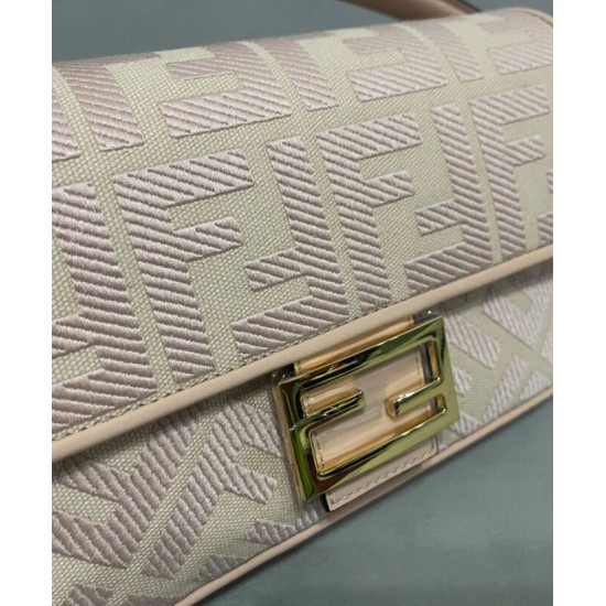 Replica Borsa Baguette media Fendi con motivo FF in rilievo 8BR600 Rosa