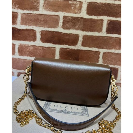 Replica Borsa a tracolla piccola Gucci Horsebit 1955 735178 Caffè