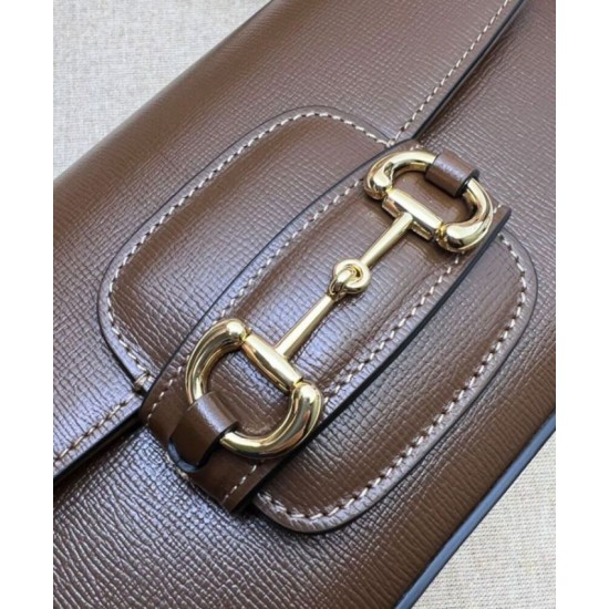 Replica Borsa a tracolla piccola Gucci Horsebit 1955 735178 Caffè