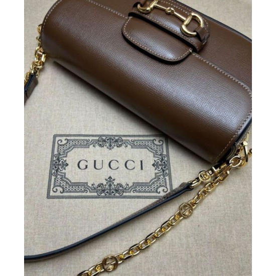 Replica Borsa a tracolla piccola Gucci Horsebit 1955 735178 Caffè