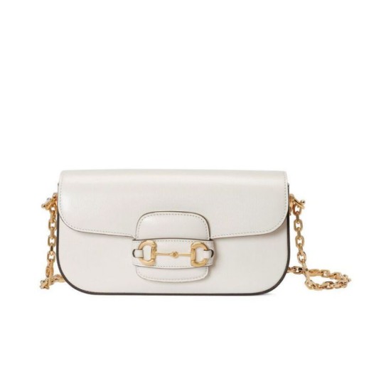 Replica Borsa a tracolla piccola Gucci Horsebit 1955 735178 Crema