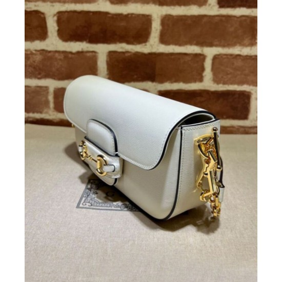 Replica Borsa a tracolla piccola Gucci Horsebit 1955 735178 Crema