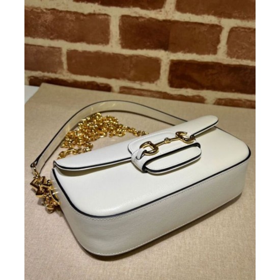Replica Borsa a tracolla piccola Gucci Horsebit 1955 735178 Crema