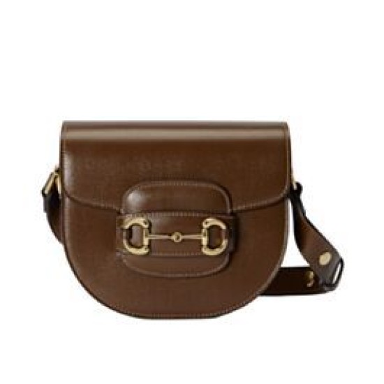 Replica Borsa mini arrotondata Gucci Horsebit 1955 760191 Caffè