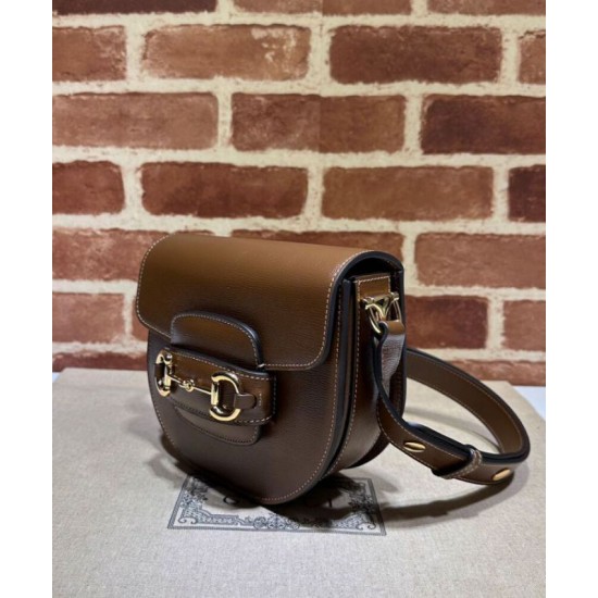 Replica Borsa mini arrotondata Gucci Horsebit 1955 760191 Caffè