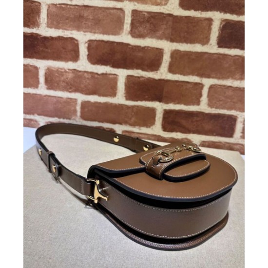 Replica Borsa mini arrotondata Gucci Horsebit 1955 760191 Caffè
