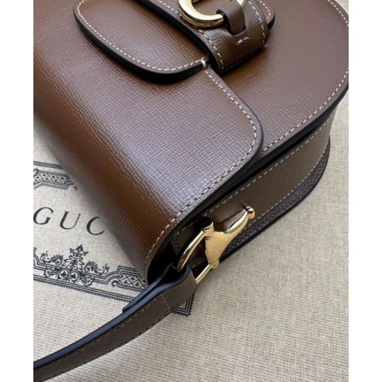Replica Borsa mini arrotondata Gucci Horsebit 1955 760191 Caffè