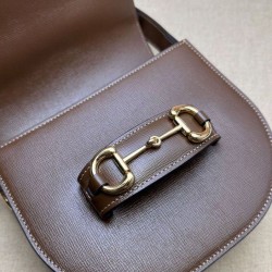 Replica Borsa mini arrotondata Gucci Horsebit 1955 760191 Caffè