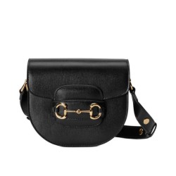 Replica Borsa mini arrotondata Gucci Horsebit 1955 760191 Nera