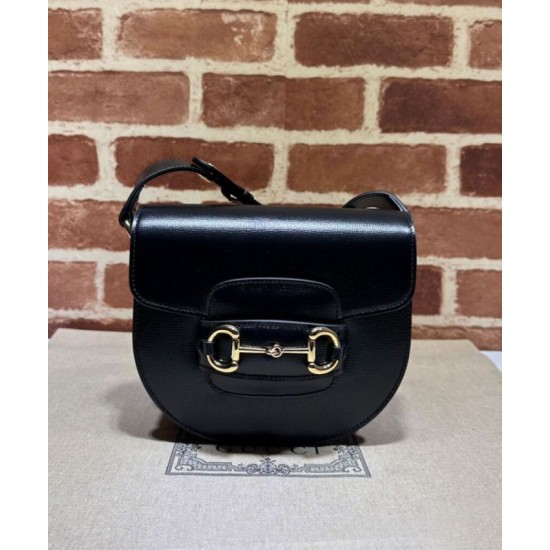 Replica Borsa mini arrotondata Gucci Horsebit 1955 760191 Nera