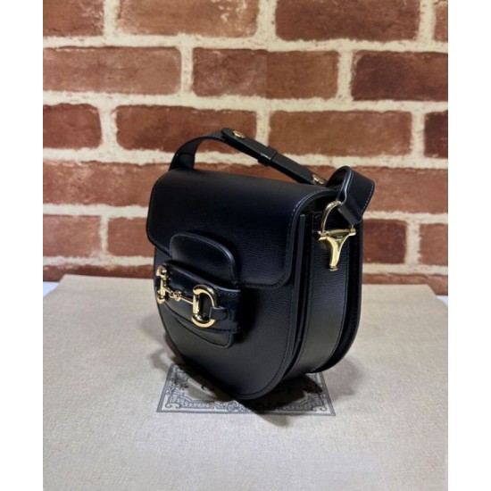 Replica Borsa mini arrotondata Gucci Horsebit 1955 760191 Nera