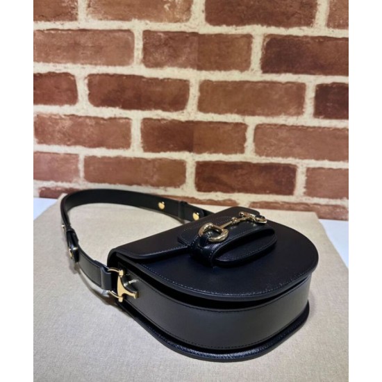 Replica Borsa mini arrotondata Gucci Horsebit 1955 760191 Nera