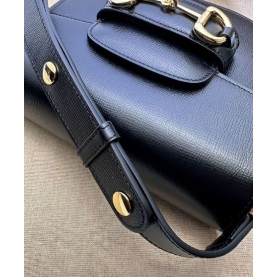 Replica Borsa mini arrotondata Gucci Horsebit 1955 760191 Nera